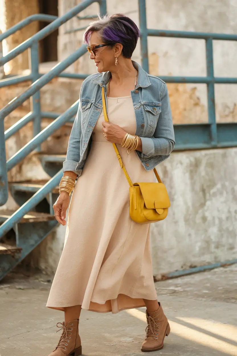 fall outfits for women over 40 Playful Neutrals With a Pop of Sunshine