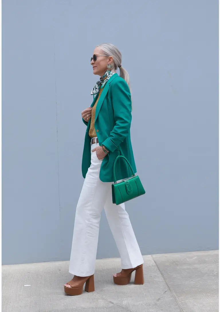 fall outfits for women over 40 Power Green and Elevated Contrast