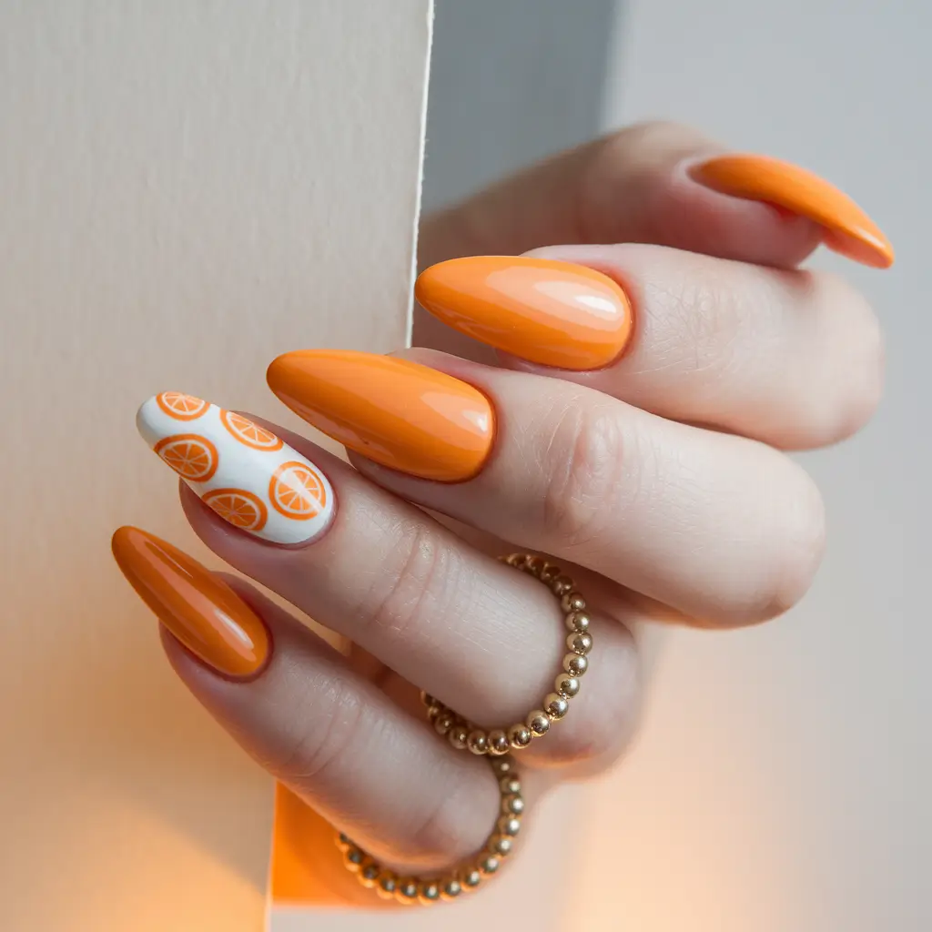 tropical fruit nails Orange Zest Meets Modern Minimalism