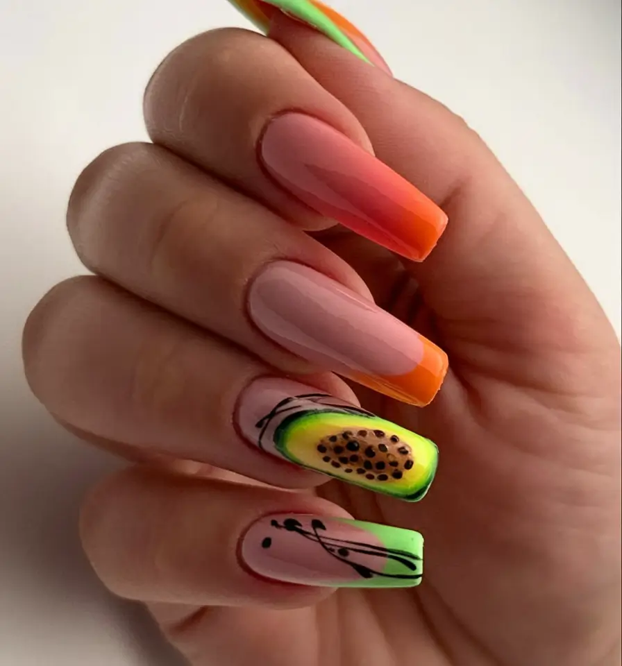 tropical fruit nails Passionfruit and Lime With a Dash of Music