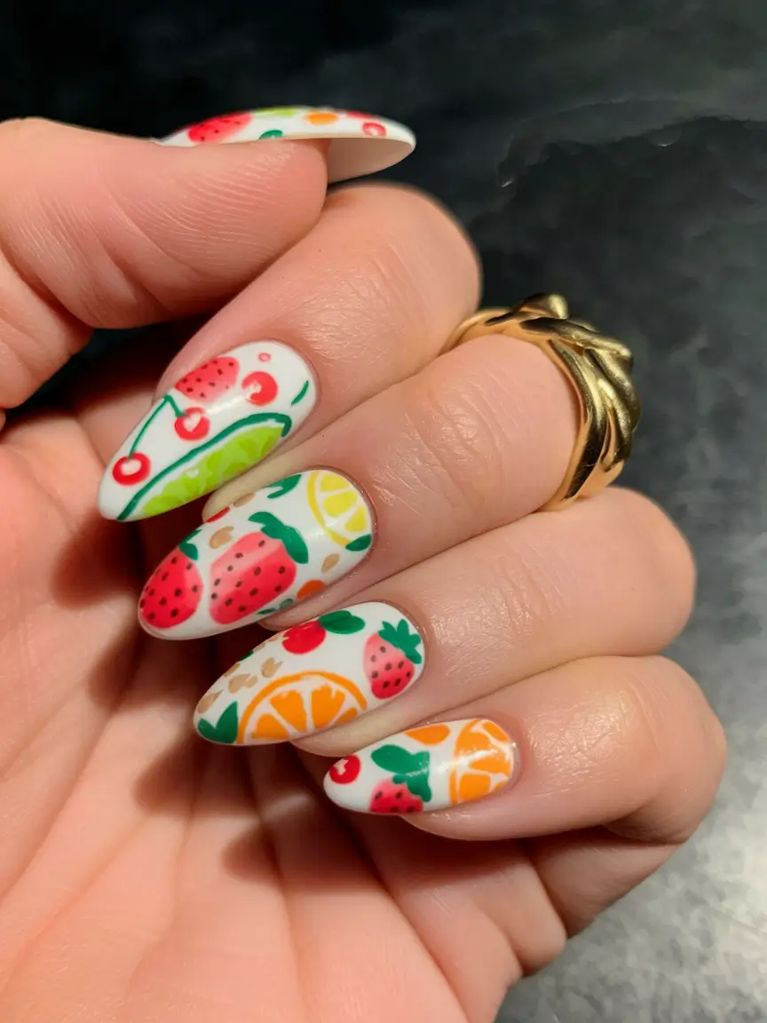 tropical fruit nails Full-On Fruit Salad in Technicolor