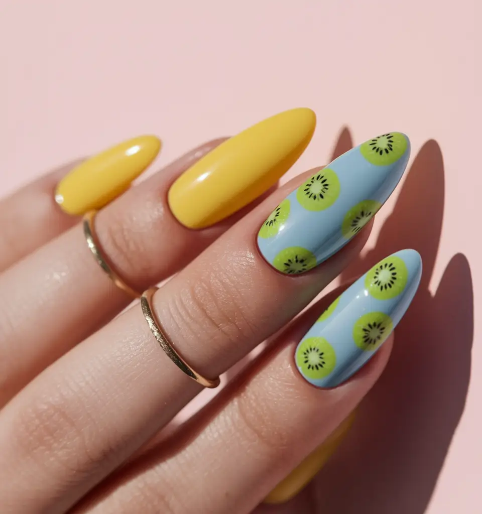tropical fruit nails Kiwi Chic on a Gelato Palette