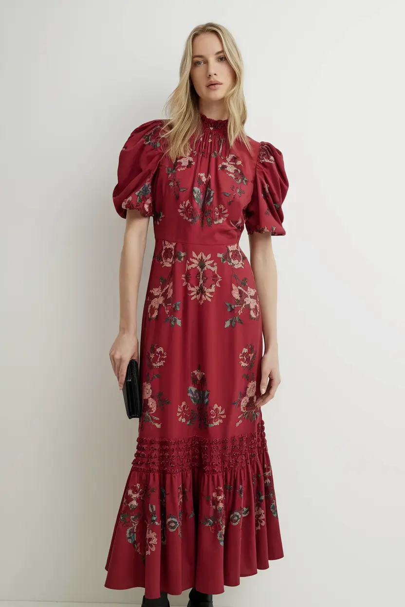 fall-wedding-guest-dress-october-formal+Romantic Garnet Tones with Vintage Elegance