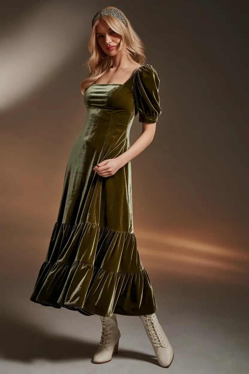 fall-wedding-guest-dress-october-outdoor+Vintage Velvet for an Autumn Fairytale