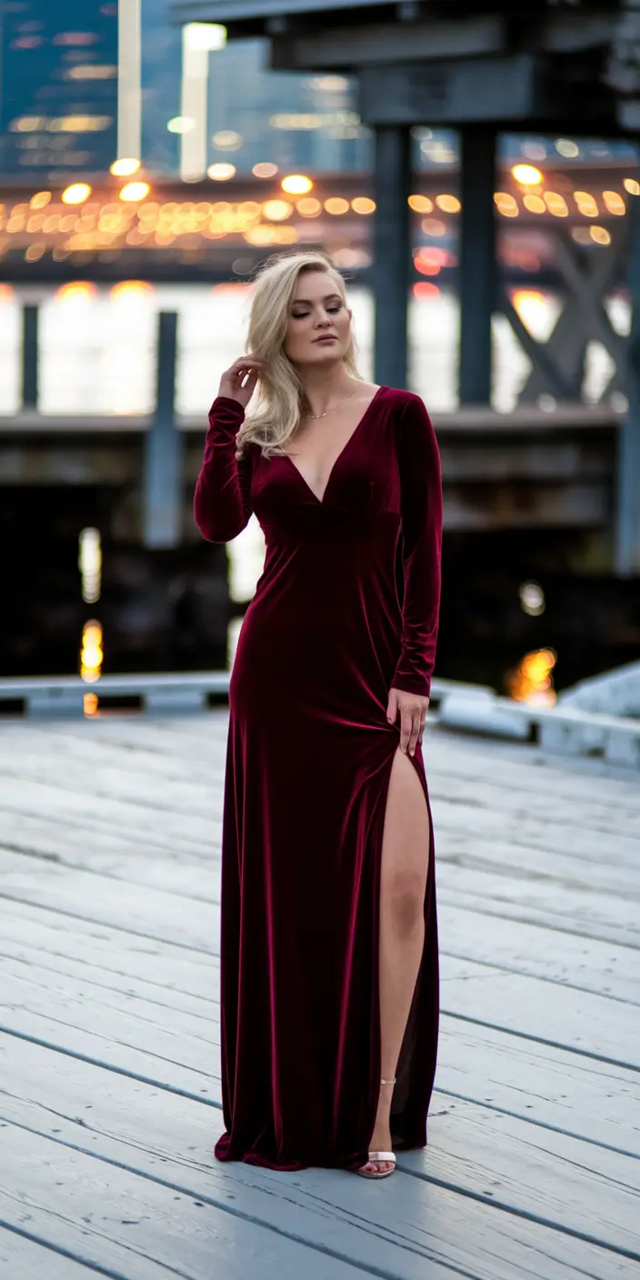 fall-wedding-guest-dress-october-formal+Burgundy Velvet Drama for After Dark