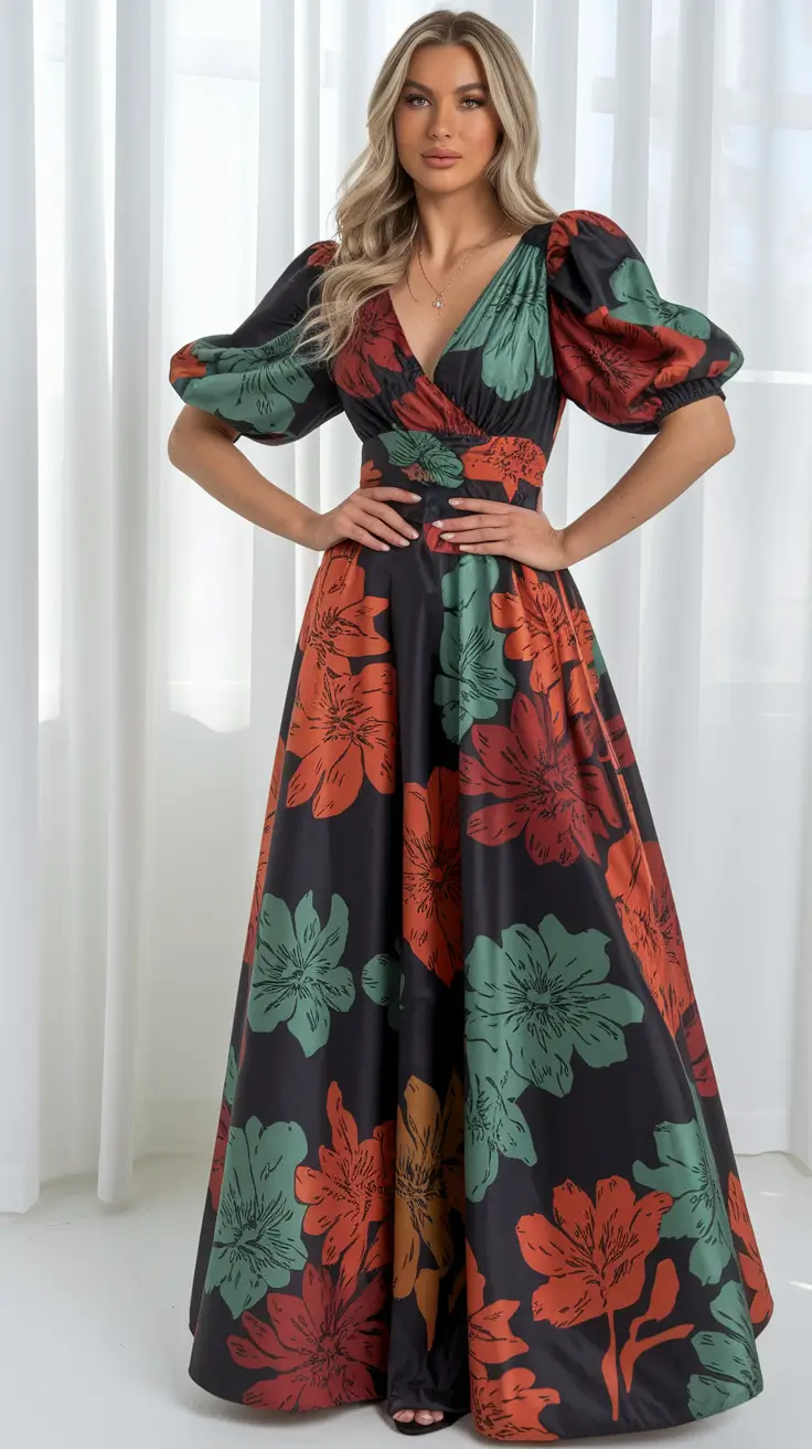 fall-wedding-guest-dress-september+Bold Botanicals for Evening Affairs