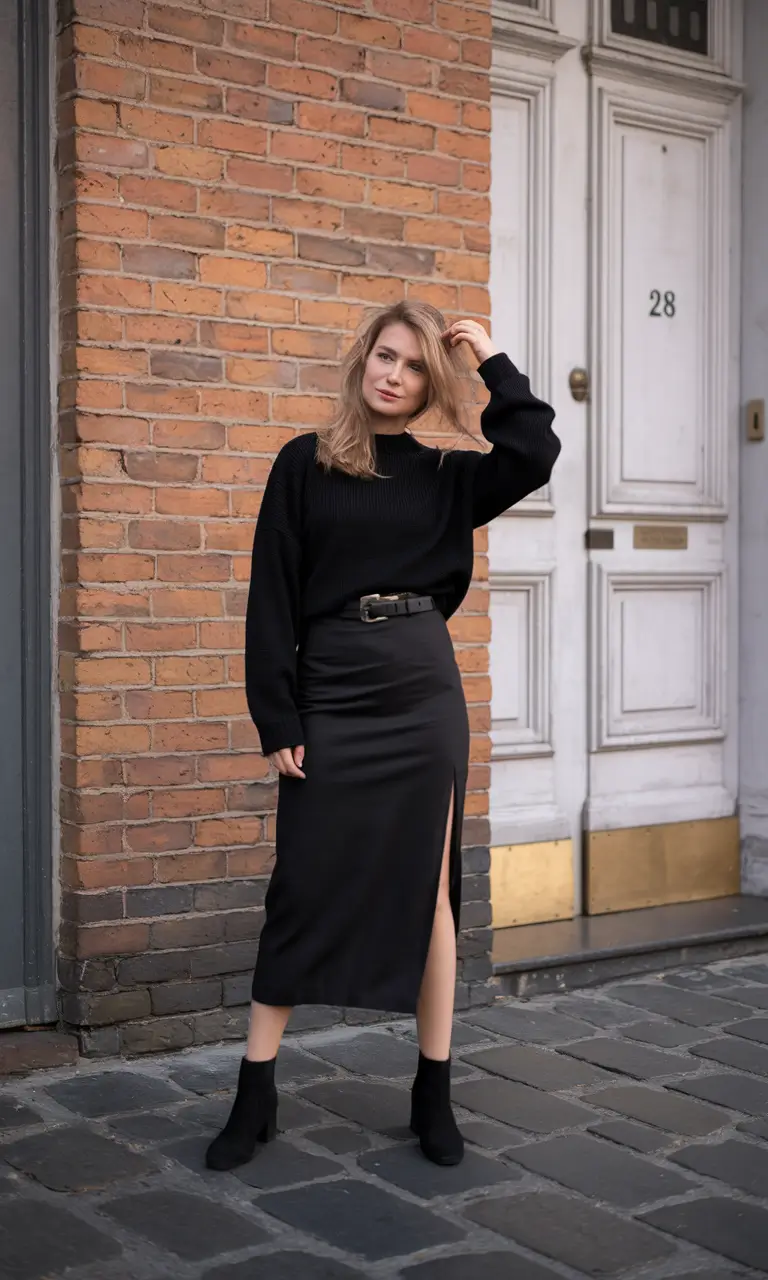 fall birthday outfits women All-Black with a Soft Statement
