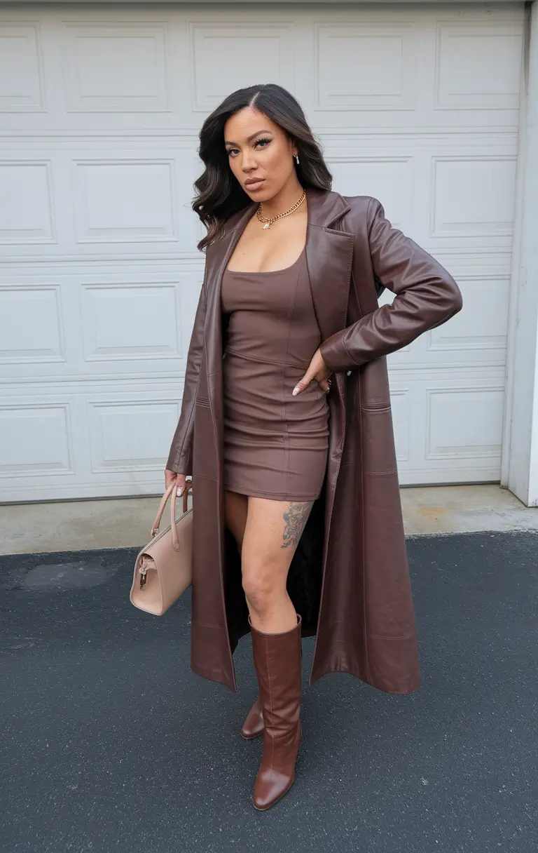 fall birthday outfits black women classy Chocolate Leather Luxe