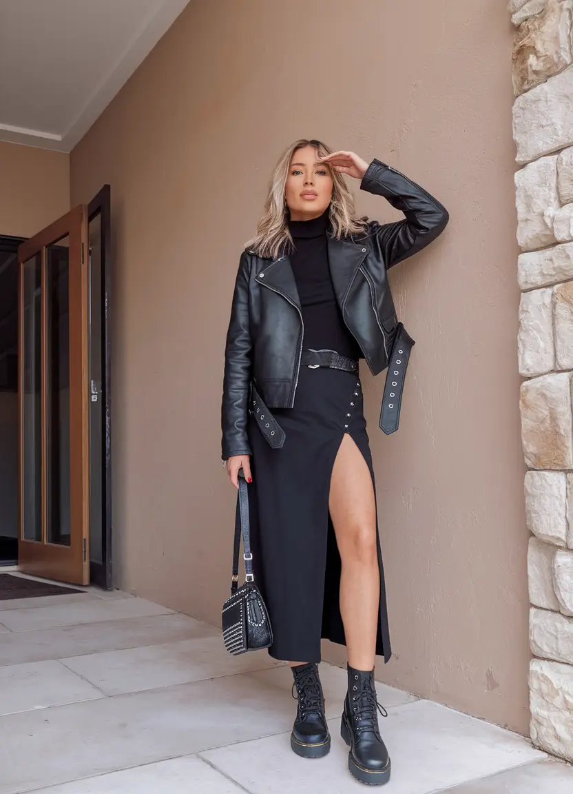 fall birthday outfits baddie Leather Jacket Confidence