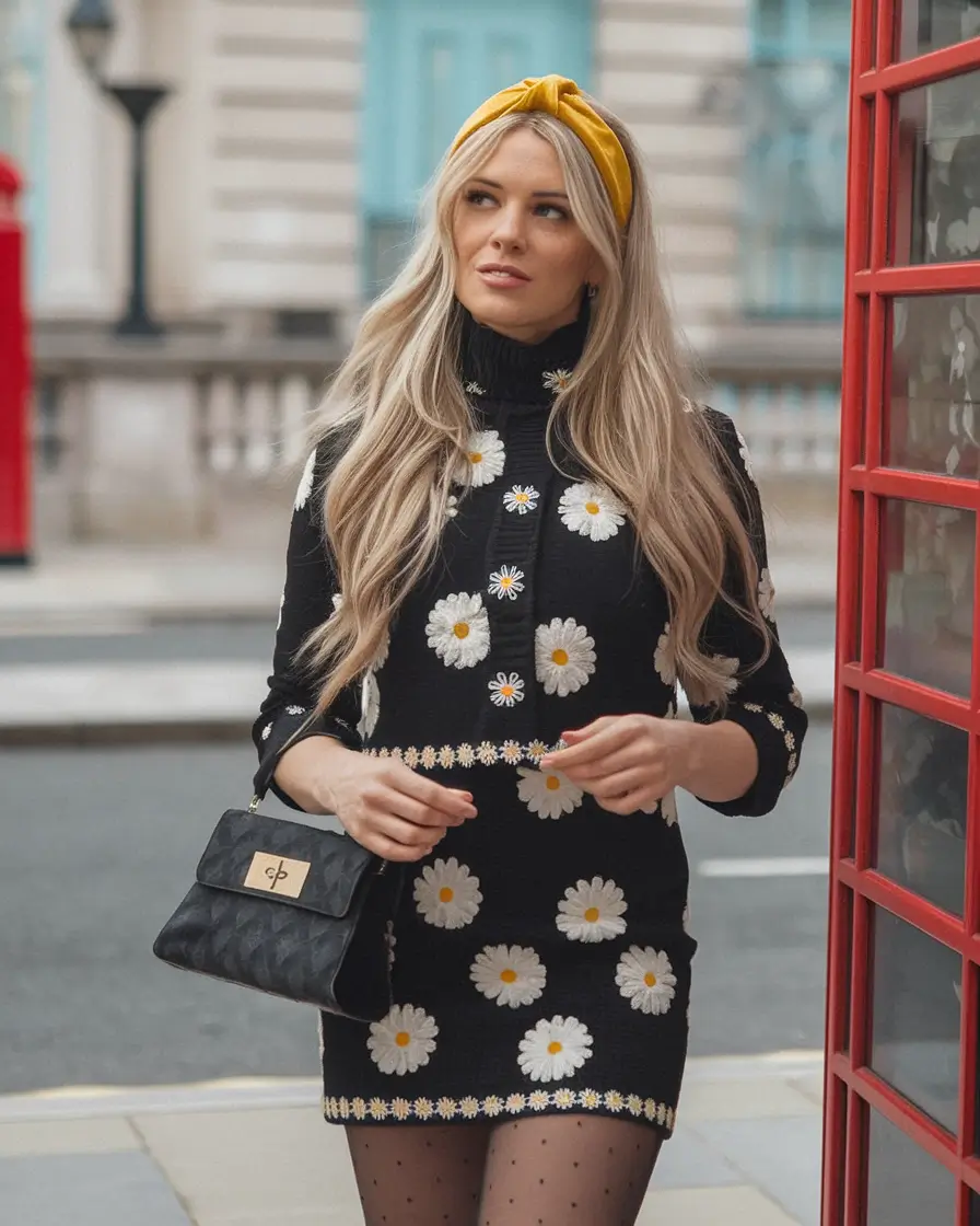 fall birthday outfits cute Retro Charm in Daisies and Dots