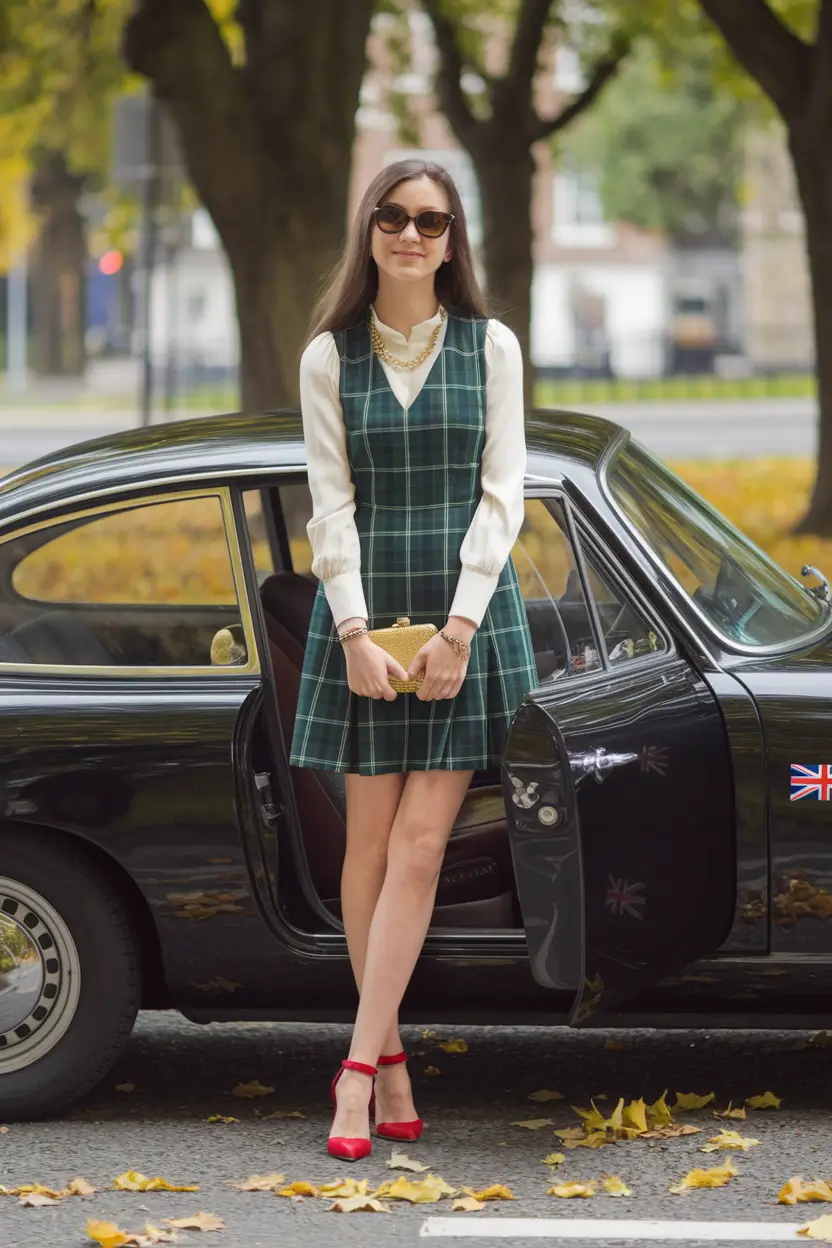 first day of school outfits 2025 Plaid Revival with Golden Details