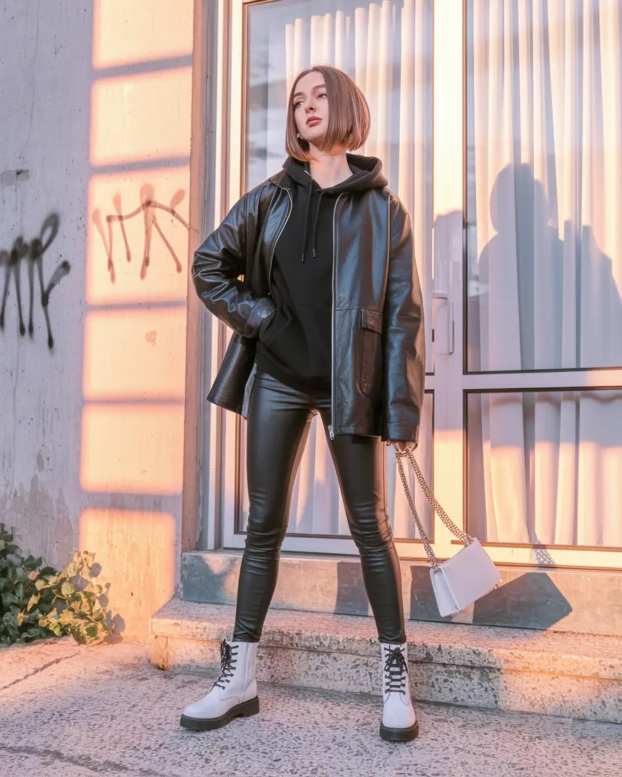 autumn outfits aesthetic Urban Rebel in Leather and Layers