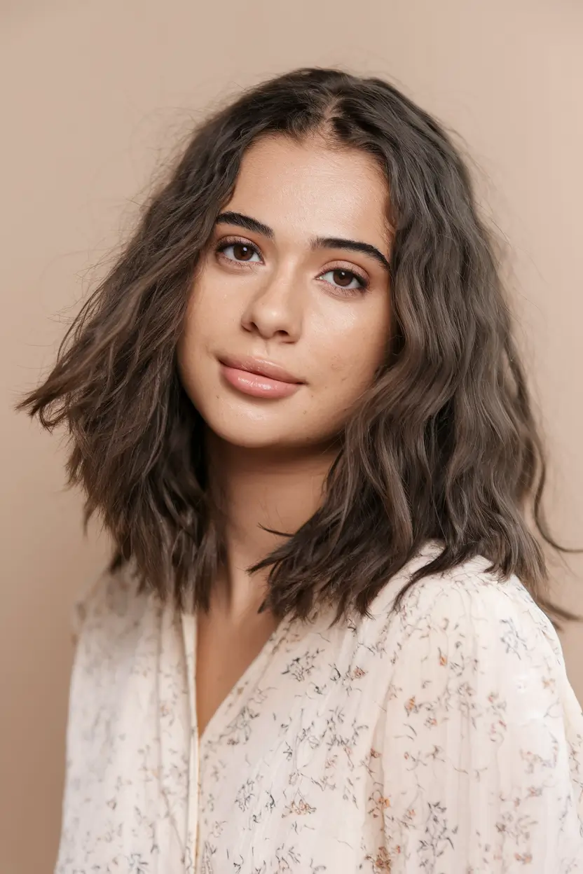 fall hair colors for cool skin tones Natural Soft Waves in Smoky Brown
