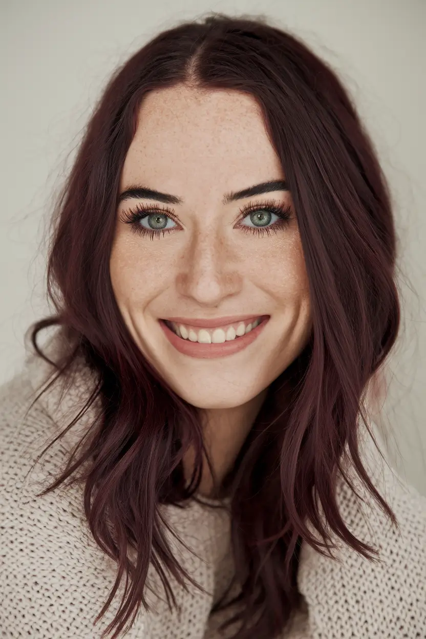fall hair colors for cool skin tones Plum-Infused Merlot with a Textured Cut