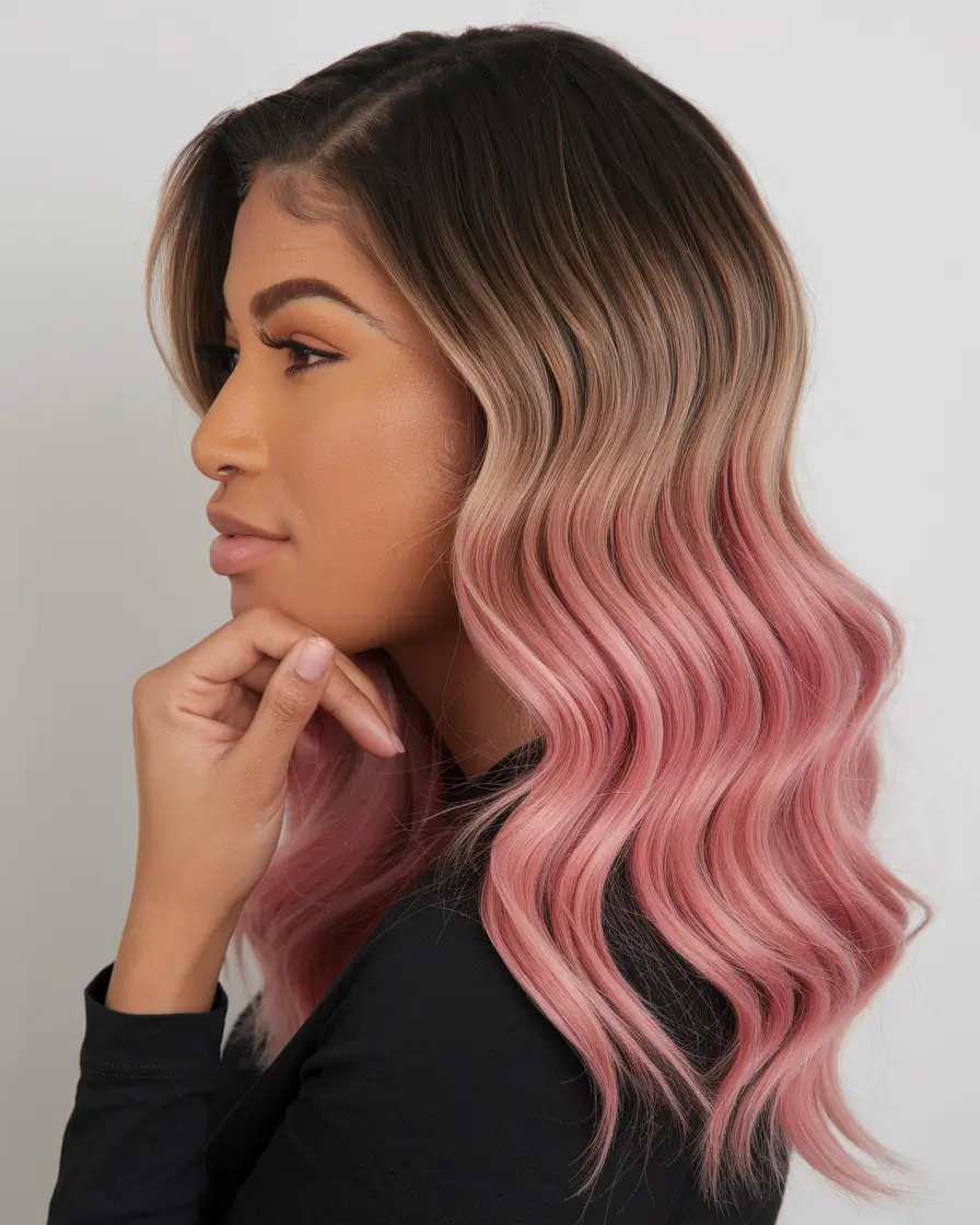 fall hair color for warm skin tone Rosewood Fade with Espresso Roots