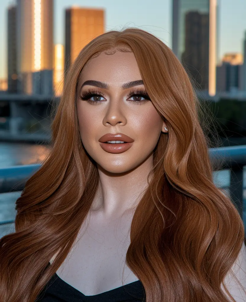 fall hair color for warm skin tone Amber Honey Luxe Layers