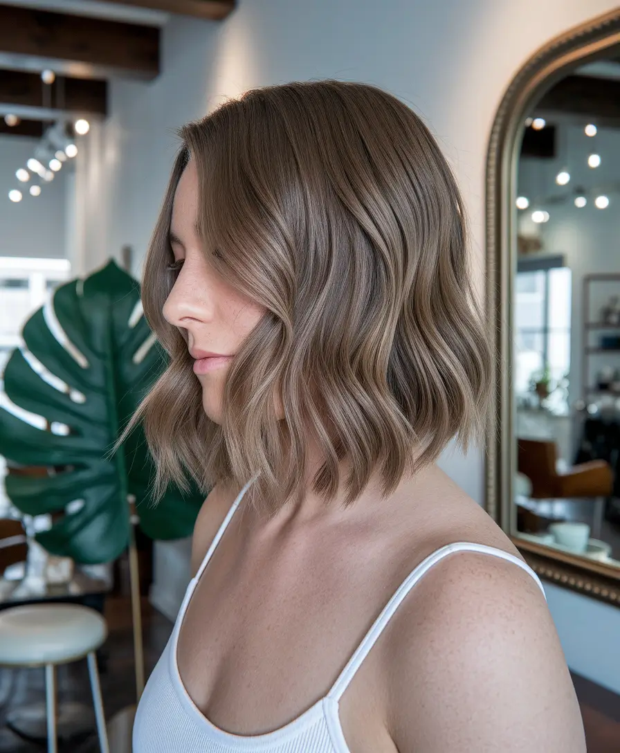 fall haircuts 2025 medium Soft Blunt Bob with Mushroom Tones