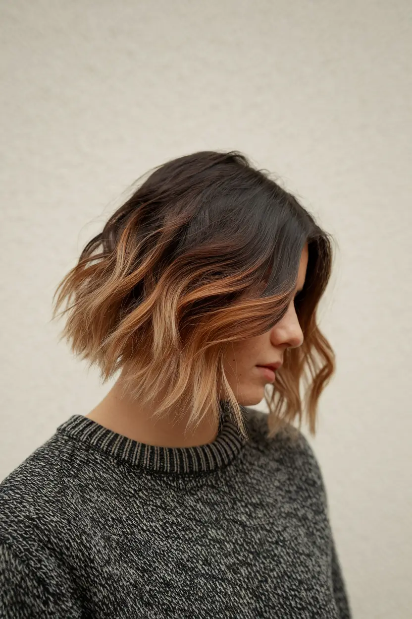fall haircuts 2025 round face Beachy Balayage for Sweater Weather