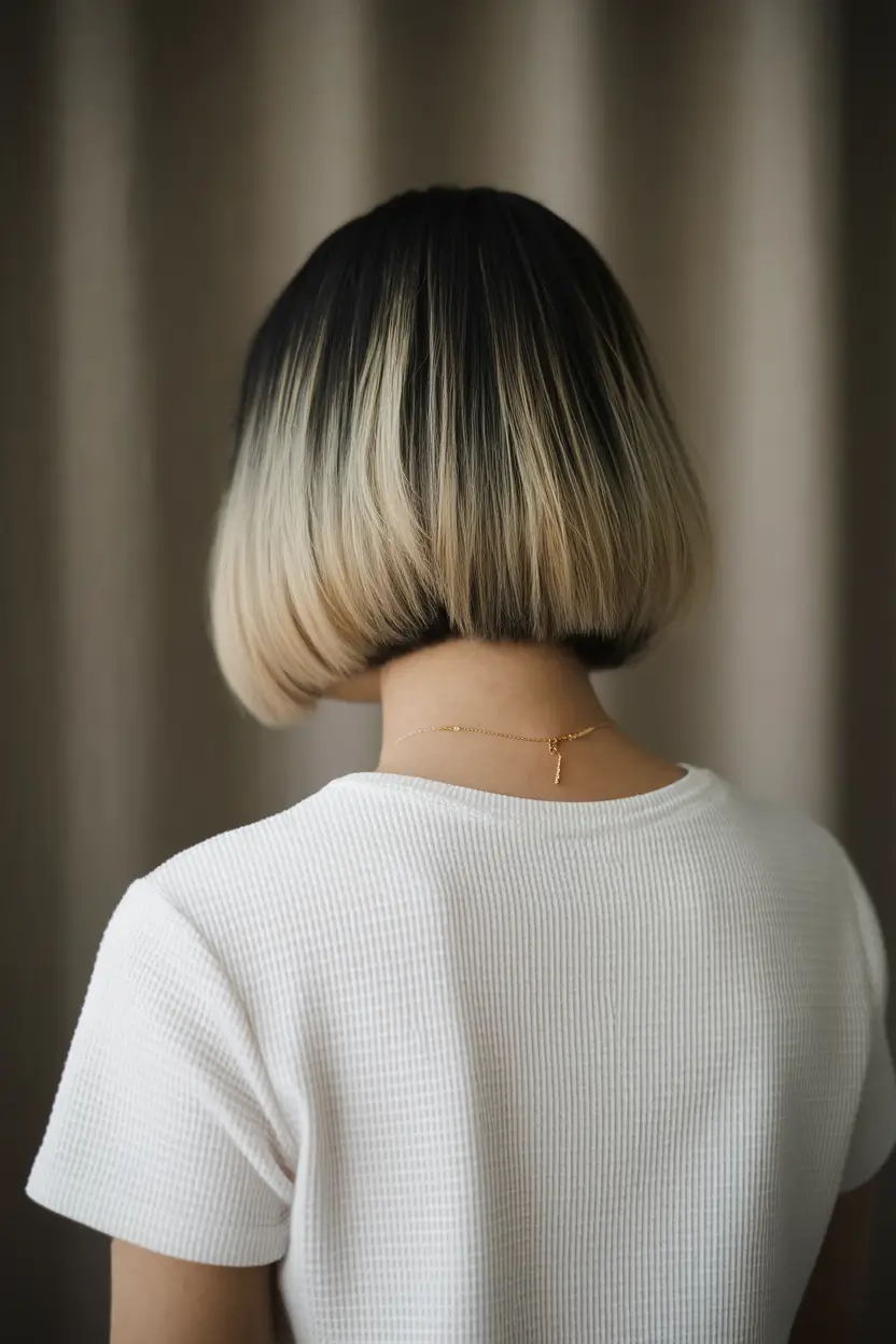 2025 thin hair High-Contrast Bob with Shadow Roots