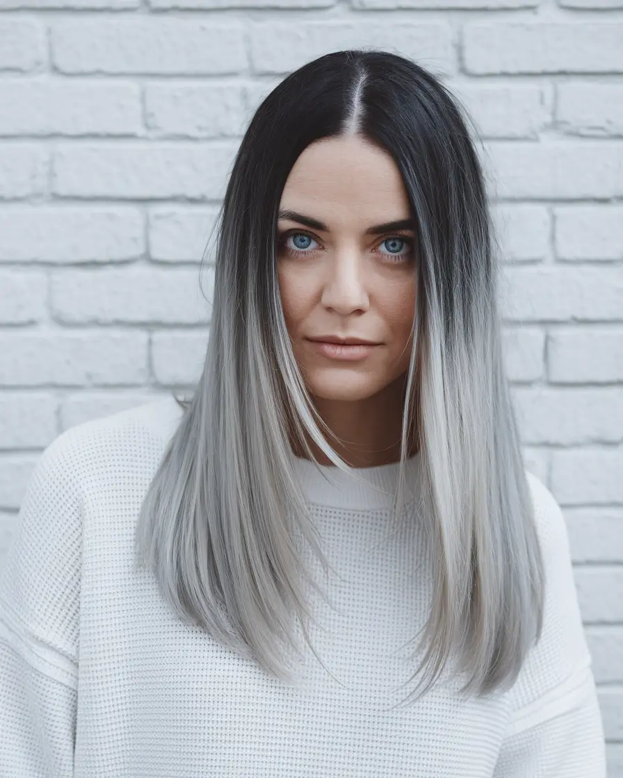 fall haircuts 2025 long Monochrome Melt with Cool-Girl Edge