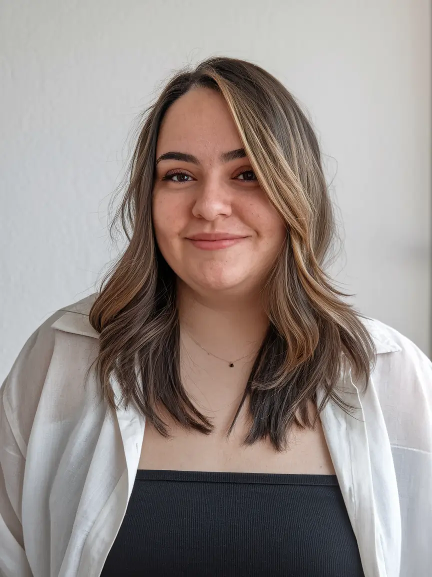 Fall haircut plus size women Face-Framing Layers with Blonde Highlights