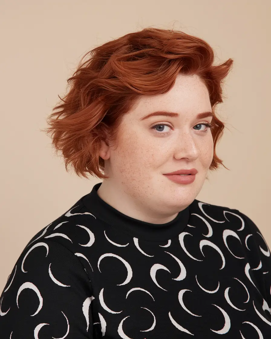 Fall haircut plus size women Rusty Red Soft Mullet Bob
