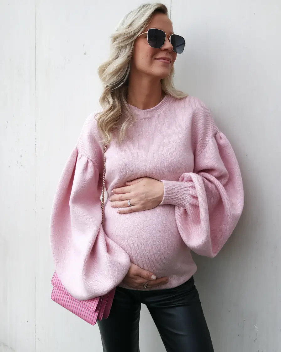 fall outfits for pregnant women leggings Playful Pastels and Leather Sass