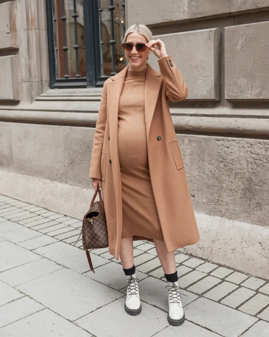 fall outfits for pregnant women dresses Monochrome Camel Layers That Glow