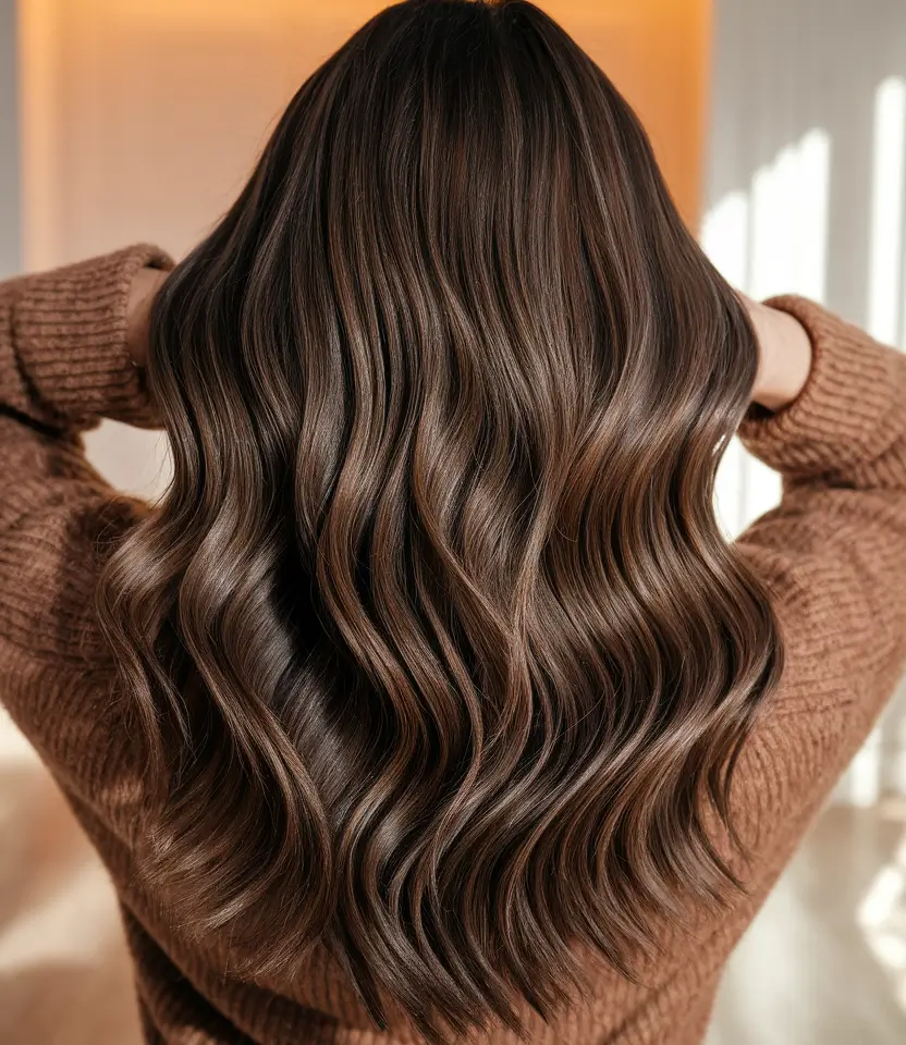 dark brown fall hair colors Classic Warm Brunette with Caramel Threads
