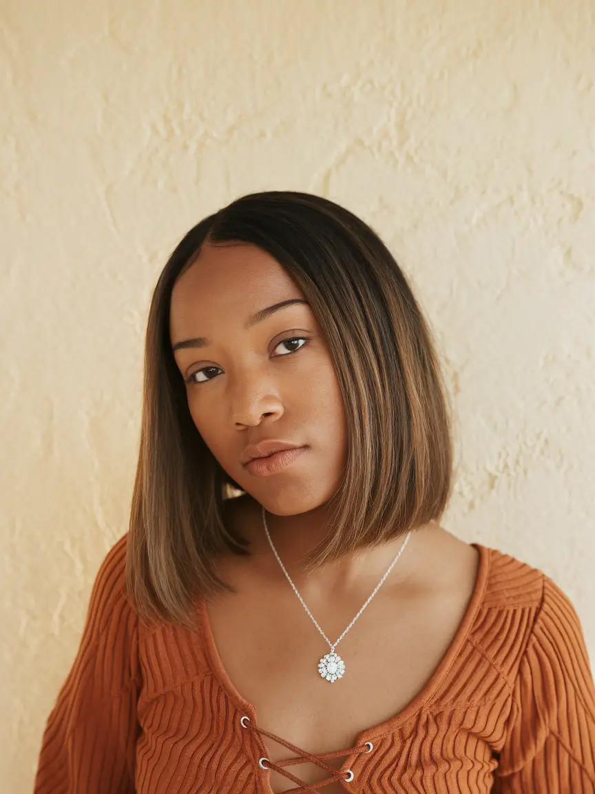 dark brown fall hair colors Natural Brunette Bob with Soft Honey Gradient
