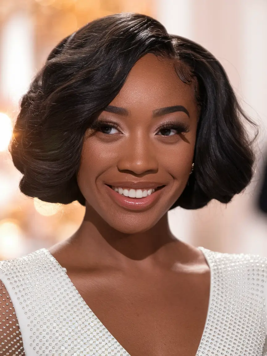 dark brown fall hair colors Polished Vintage Bob in Glossy Black