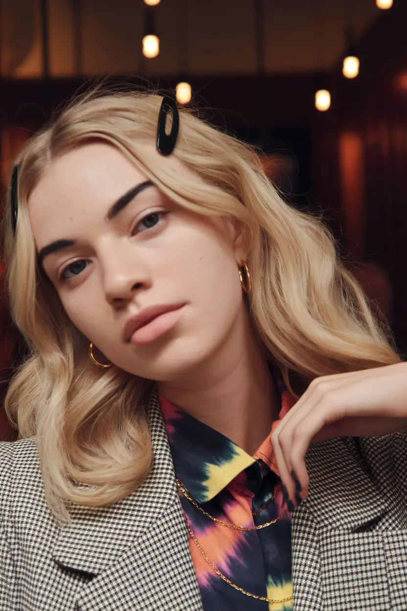 easy fall hairstyles 2025 Soft Waves with Black Clips