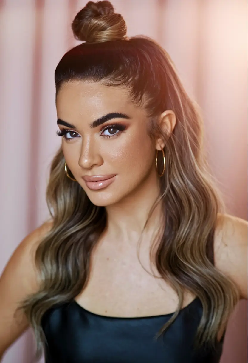 easy fall hairstyles 2025 Top Knot with Flowing Waves