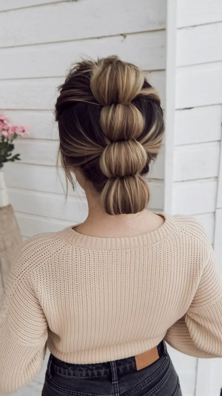 easy fall hairstyles 2025 Bubble Braid Ponytail: Fall Edition