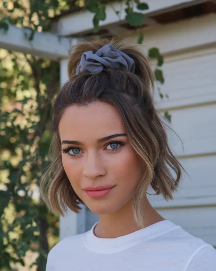 easy fall hairstyles 2025 Half-Up Scrunchie Revival