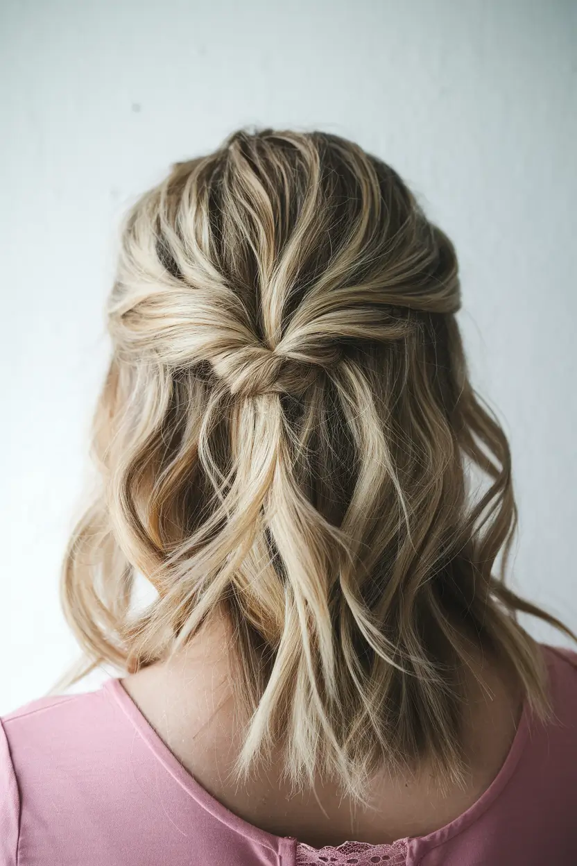 easy fall hairstyles 2025 Knotted Half-Up for Busy Mornings