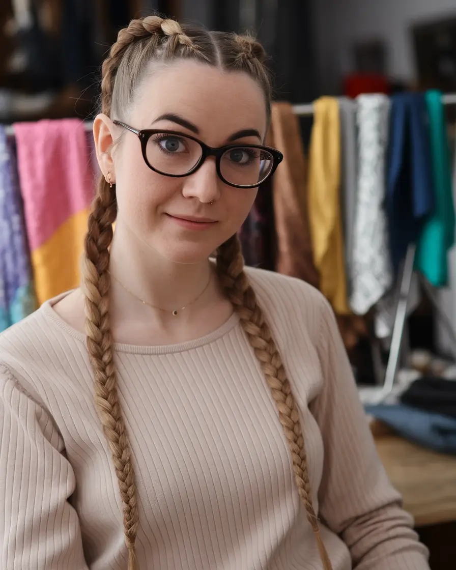easy fall hairstyles 2025 Double Braids with a Clean Center Part