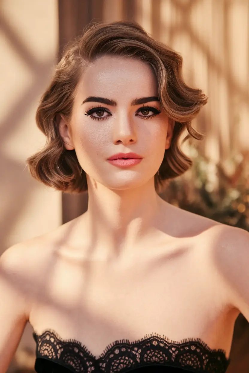 cute fall hairstyle short hair Retro Waves With Hollywood Glam Energy