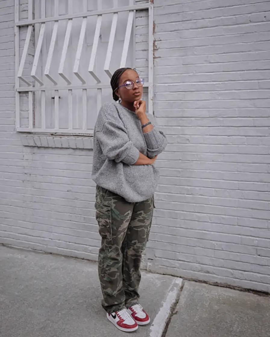 simple casual fall outfits 2025 Laid-Back Edge in Camo and Knit