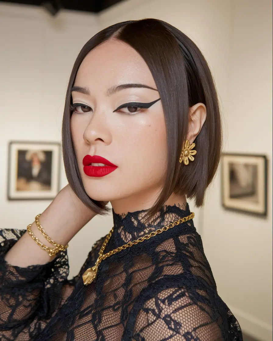 Fall 2025 Bob Haircuts Inspo for Women Precision Center-Parted Gloss Bob