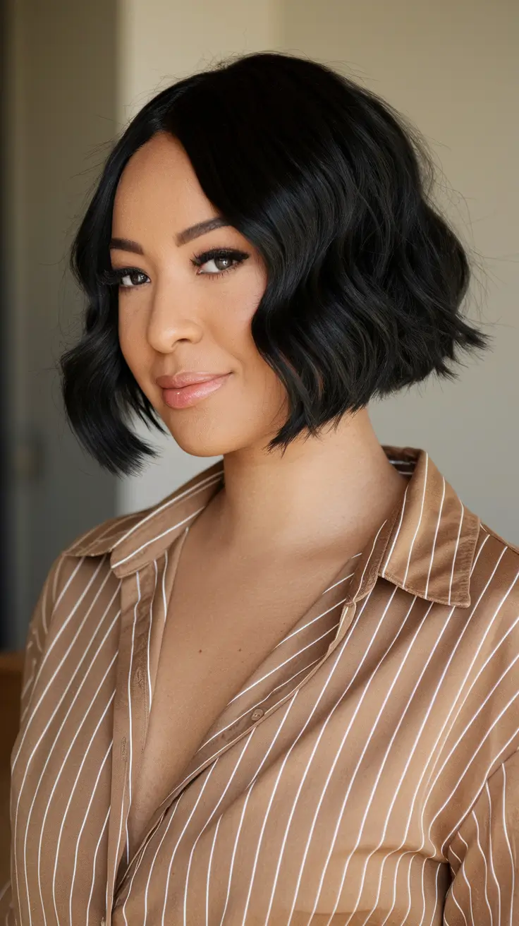 Fall 2025 Bob Haircuts Inspo for Women Deep Noir Waves with a Classic Curve