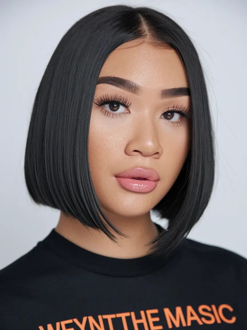 Fall 2025 Bob Haircuts Inspo for Women Glass-Shine Jet Black Precision Bob