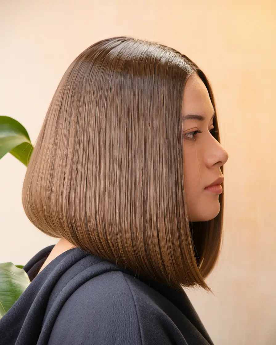 Fall 2025 Bob Haircuts Inspo for Women Glossy Tapered Bob with Sleek Finish