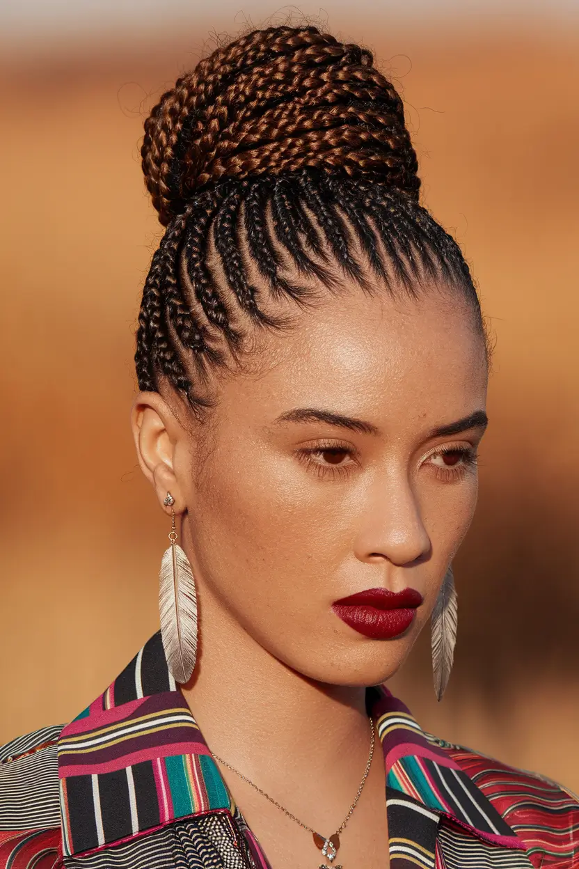 fall braids hairstyles african american Tight Crown Braids With Oversized Bun
