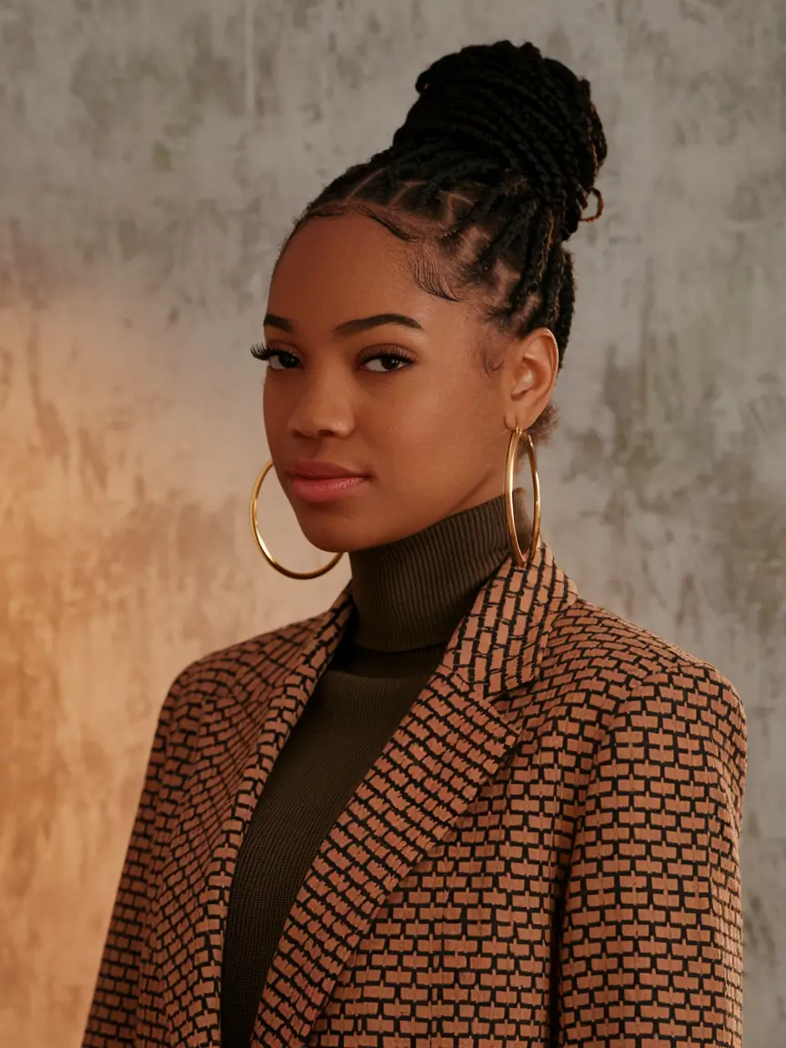 fall braids hairstyles for black women Neat Feed-In Braids Into Twisted High Bun