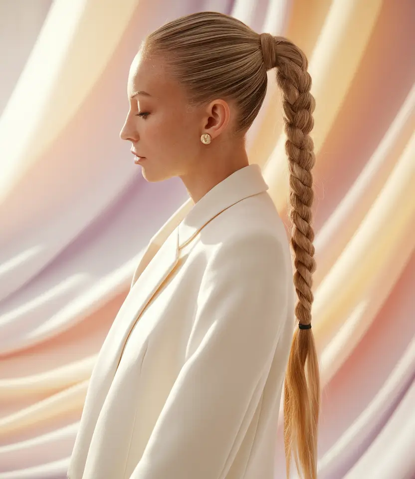 fall braids hairstyles Butter Blonde Sleek Pony Braid
