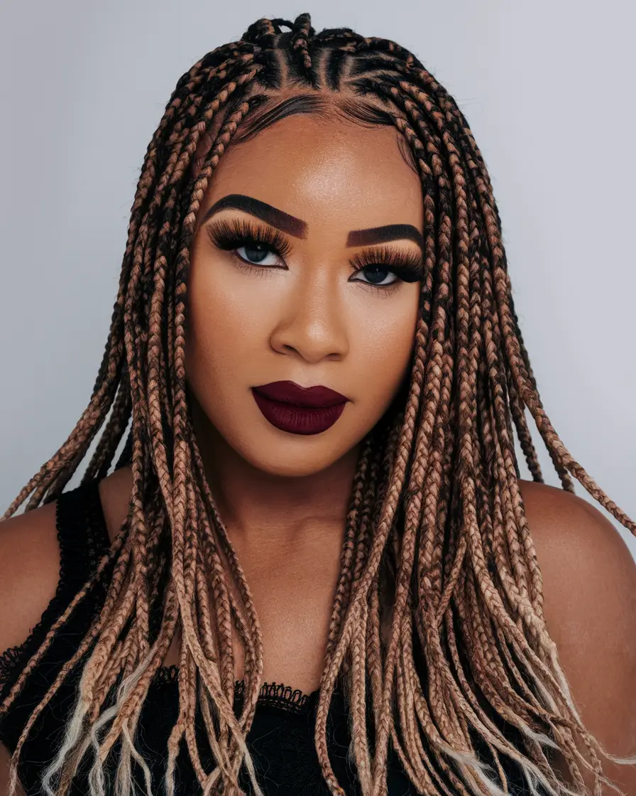 braids hairstyles fall colors Ombre Knotless Box Braids With Blunt Ends