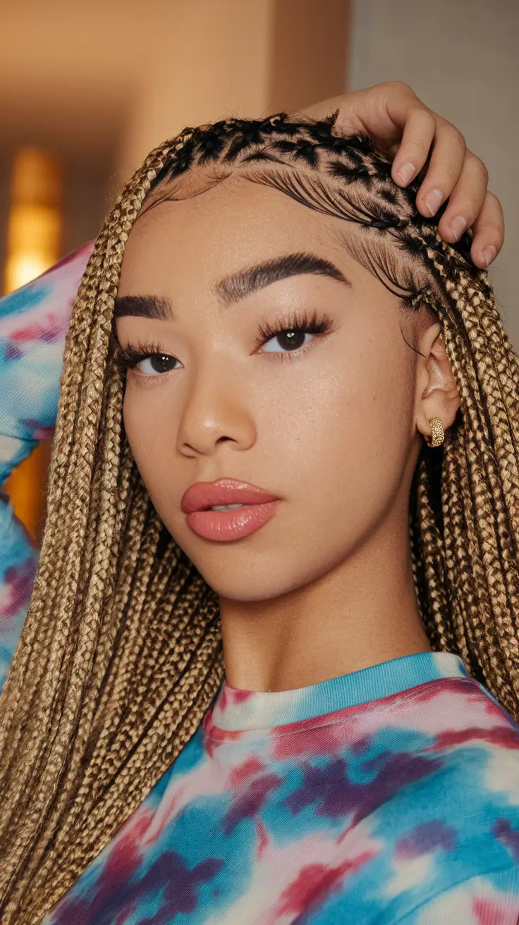 fall braids hairstyles for black women Honey Blonde Knotless Braids With Laid Baby Hairs
