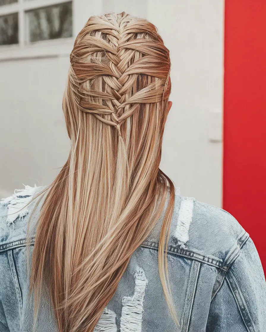 fall hairstyles braids hair ideas Textured Criss-Cross Half-Up Braids
