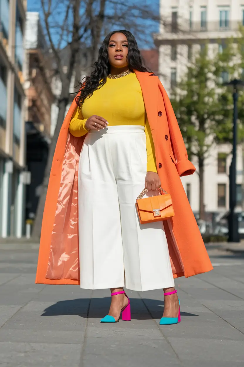 fall plus size capsule wardrobe 2025 Colorblock Glam: Statement Dressing for Fall